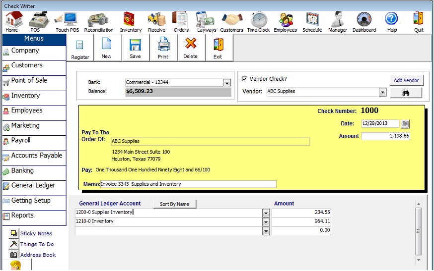 checkwriter in pos software