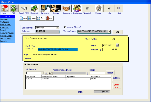 retail check writer pos software