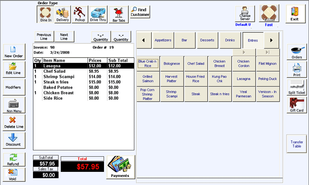 restaurant management software pos screen