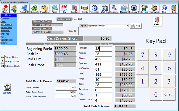 reconciliation salon and spa software