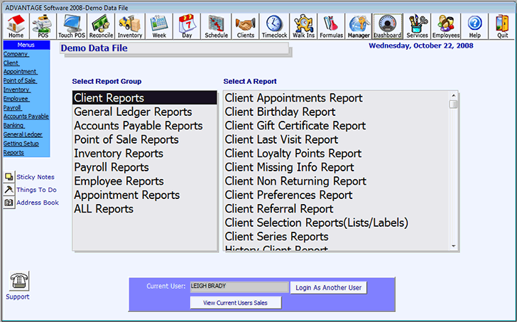 reports salon and spa software