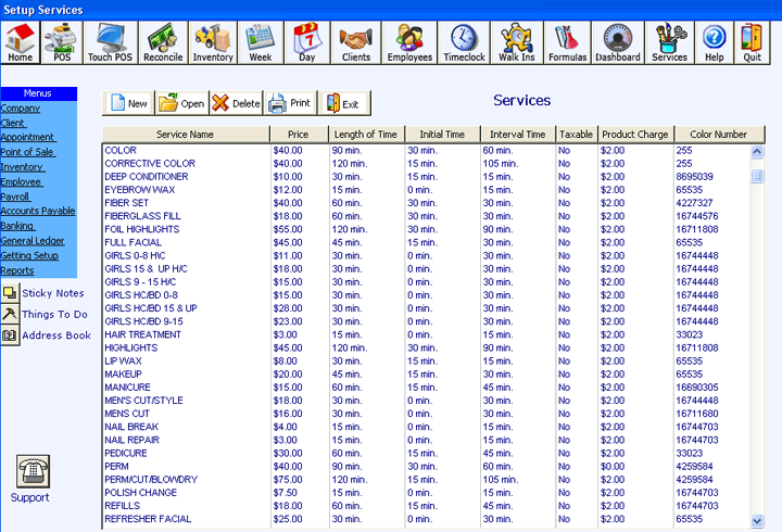service setup salon software and spa software