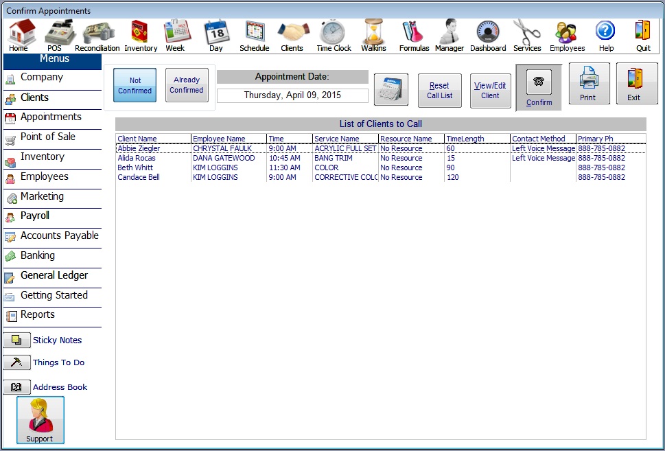 standing appointments in salon software