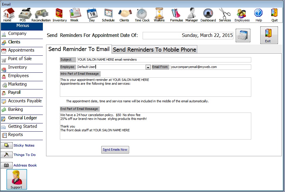 standing appointments in salon software