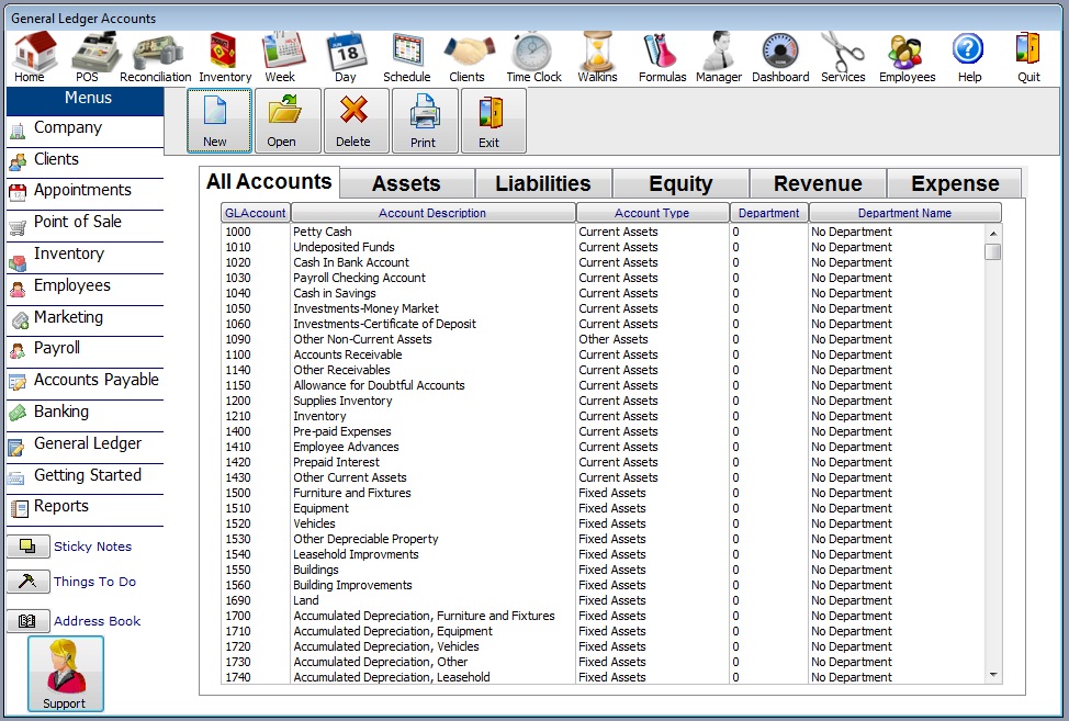 Hair Salon Chart Of Accounts