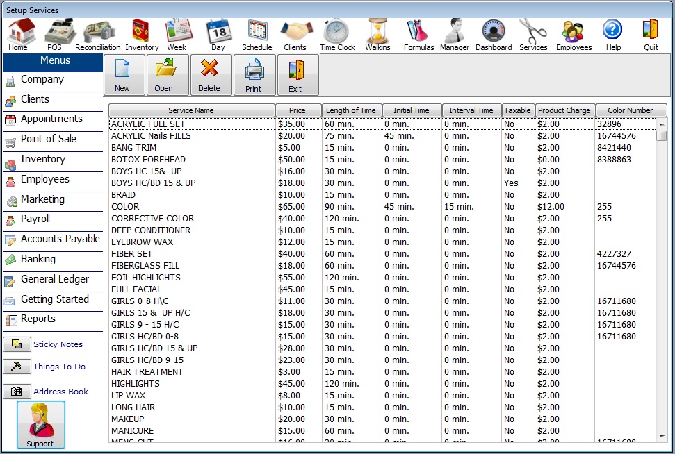 service setup salon software and spa software